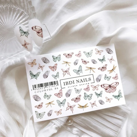 IBDI butterfly nail decals / sliders #Colorful 86