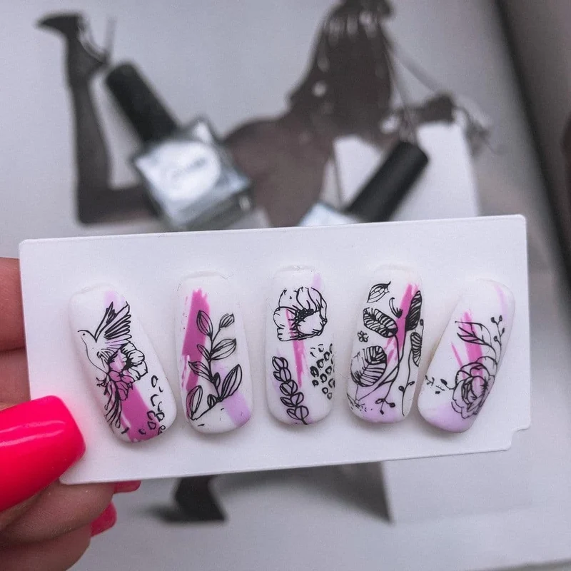 Swanky Stamping flower and bird nail stamping plates 075