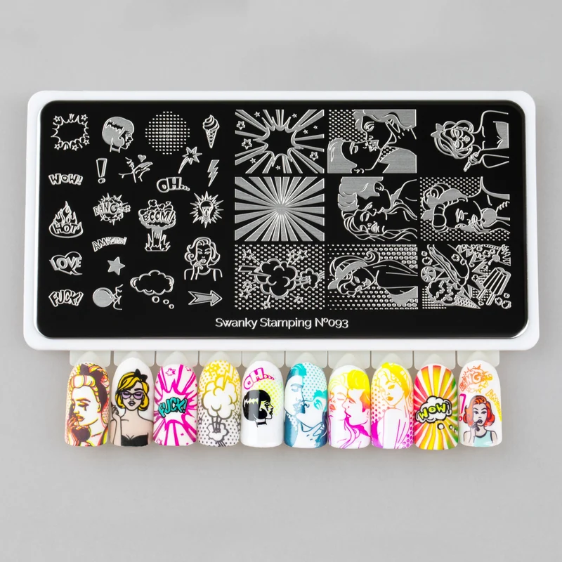 Swanky Stamping wonder woman comics lightning nail stamping plates 093