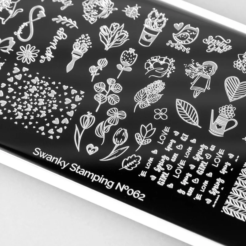 Swanky Stamping spring love and flower rainbow leaf nail stamping plates 062