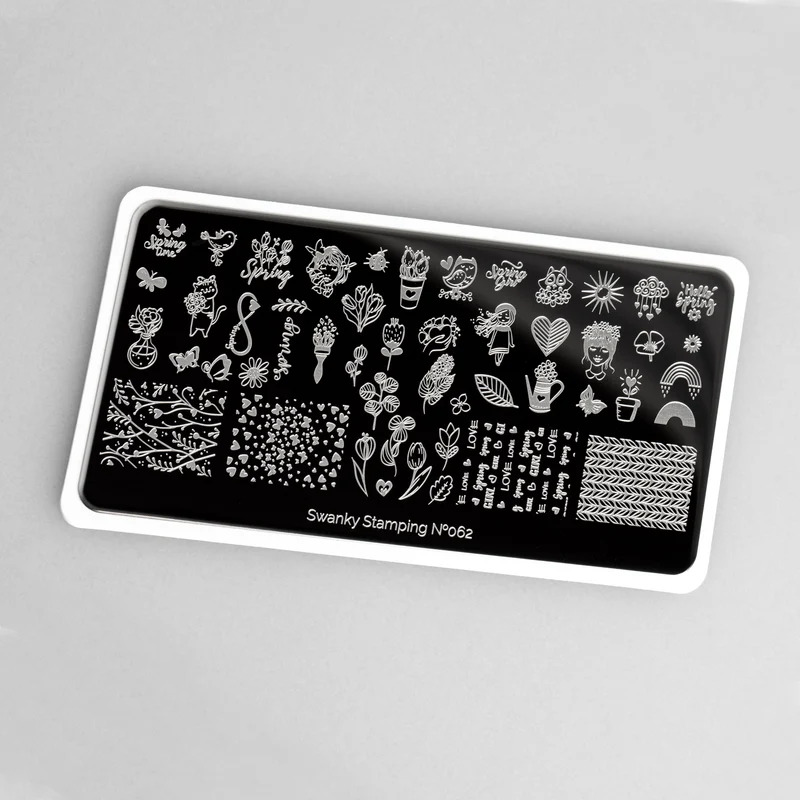 Swanky Stamping spring love and flower rainbow leaf nail stamping plates 062