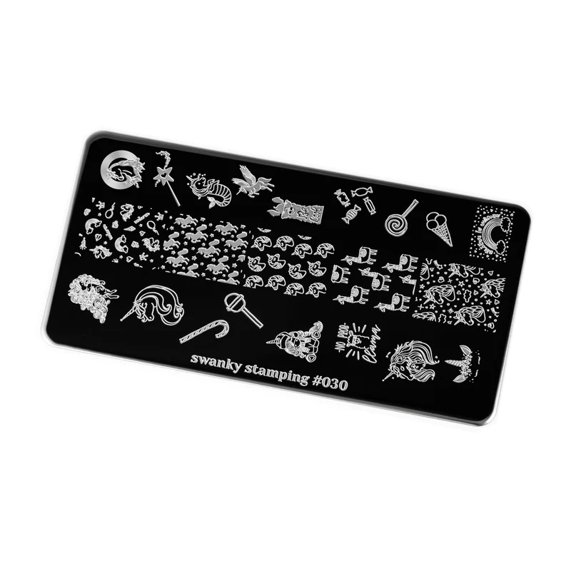 Swanky Stamping candy and unicorn lama nail stamping plates 030