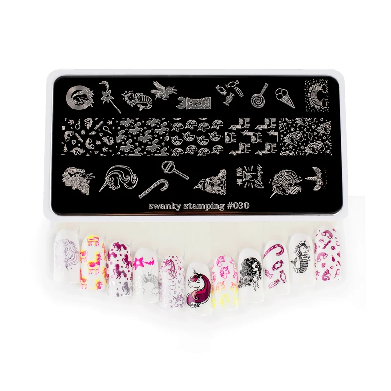 Swanky Stamping candy and unicorn lama nail stamping plates 030
