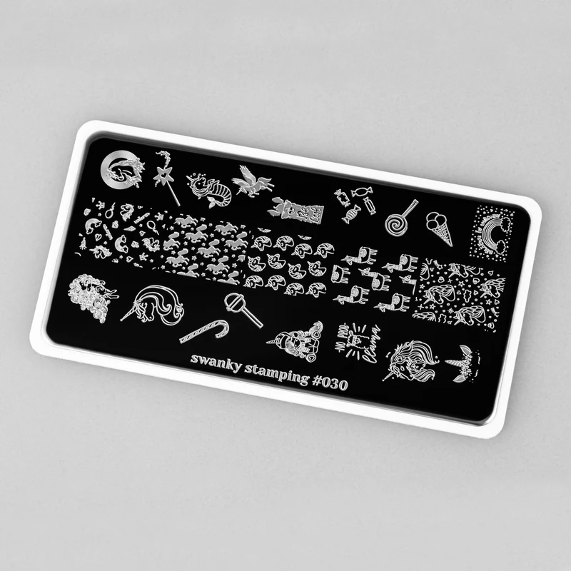 Swanky Stamping candy and unicorn lama nail stamping plates 030