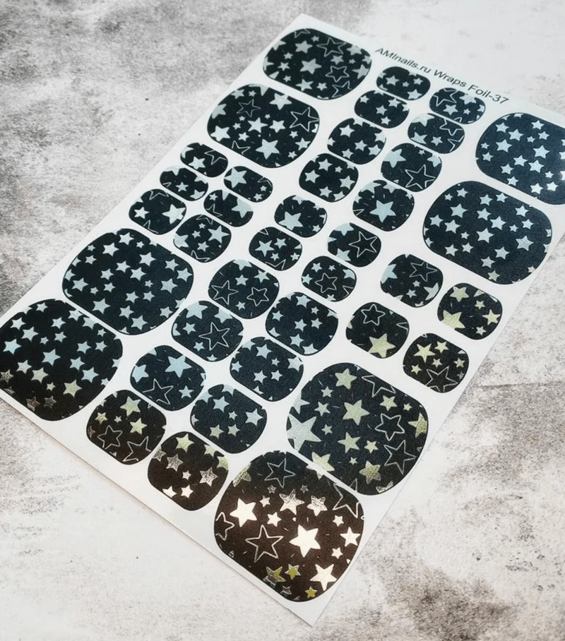 Nagelfolie 37 Foil Nail Wraps für Pediküre AMINAILS