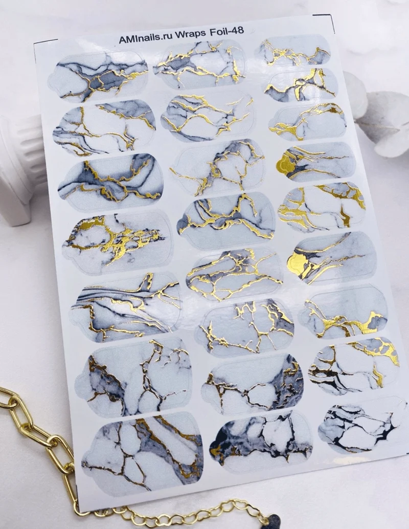 Nagelfolie 48 Foil Nail Wraps für Maniküre AMINAILS
