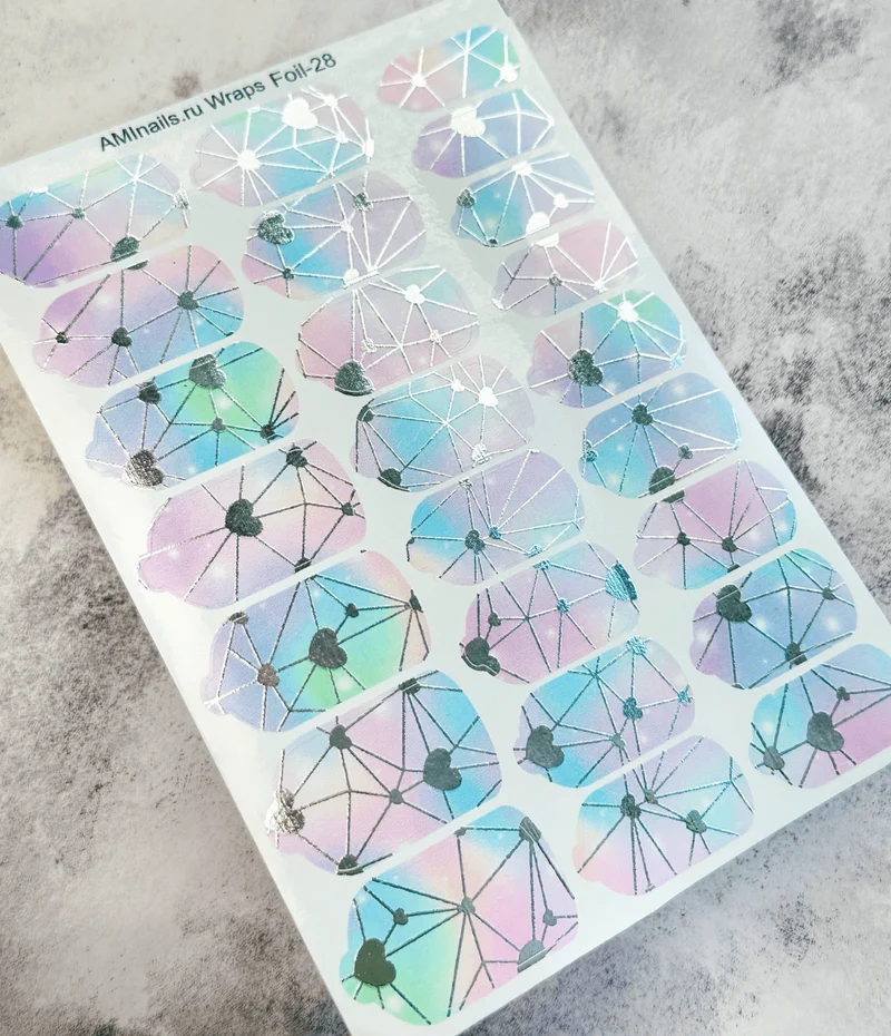 Nagelfolie 28 Foil Nail Wraps für Maniküre AMINAILS