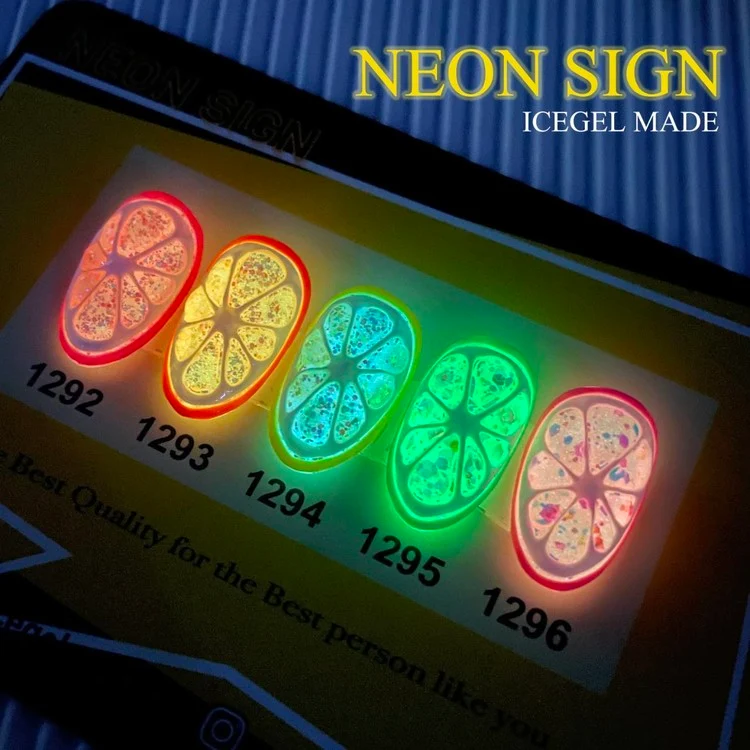 ICEGEL Neon, glow in the dark gel polish 1292-1296