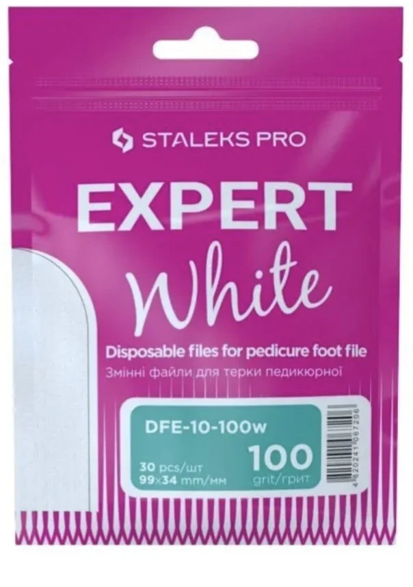 Einweg Sandnagelfeile für Fußpflege DFE-10 (Körnung 80-180) 30 Stk. STALEKS EXPERT Weiß