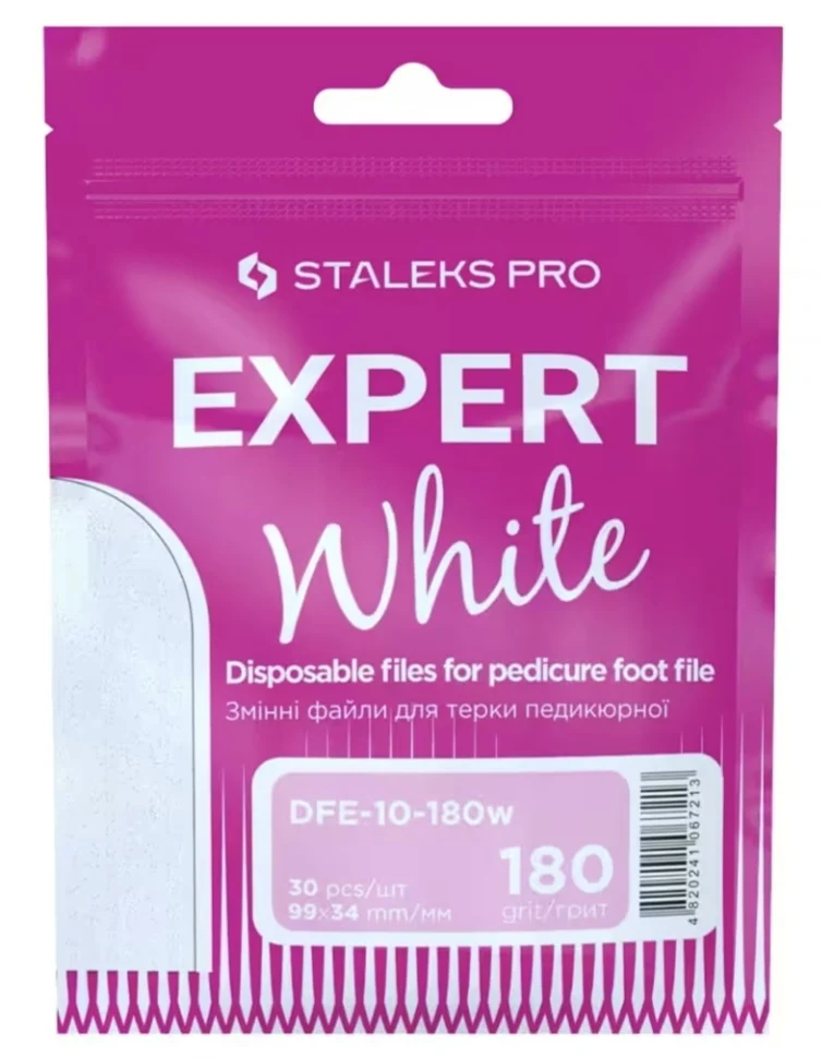 Einweg Sandnagelfeile für Fußpflege DFE-10 (Körnung 80-180) 30 Stk. STALEKS EXPERT Weiß