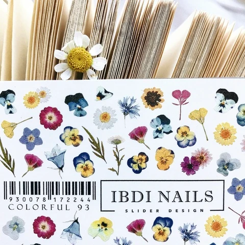 IBDI Flower nail decals / sliders #Colorful 93