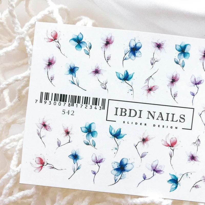 IBDI Flower nail decals / sliders #542