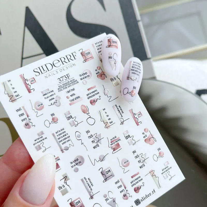Slider.RF abstract foil word nail decals / sliders 373f