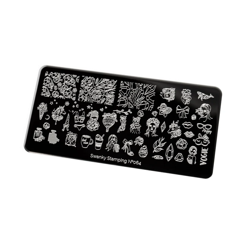 Swanky Stamping summer crystals unicorn bow cupcake ice cream nail stamping plates 064