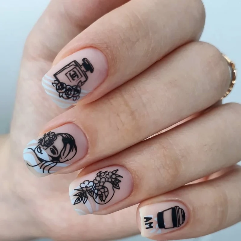 Swanky Stamping summer crystals unicorn bow cupcake ice cream nail stamping plates 064