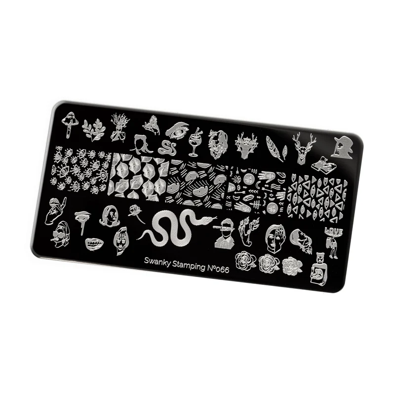 Swanky Stamping people, pattern and snake deer mushroom nail stamping plates 066
