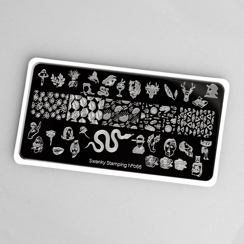 Swanky Stamping people, pattern and snake deer mushroom nail stamping plates 066
