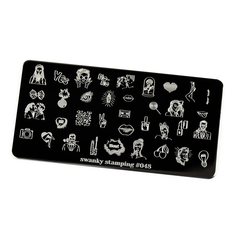 Swanky Stamping people and lover cherry peace yes lollypop nail stamping plates 048