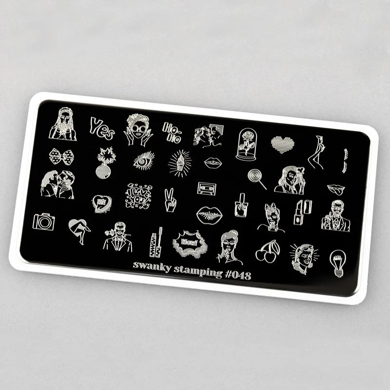 Swanky Stamping people and lover cherry peace yes lollypop nail stamping plates 048