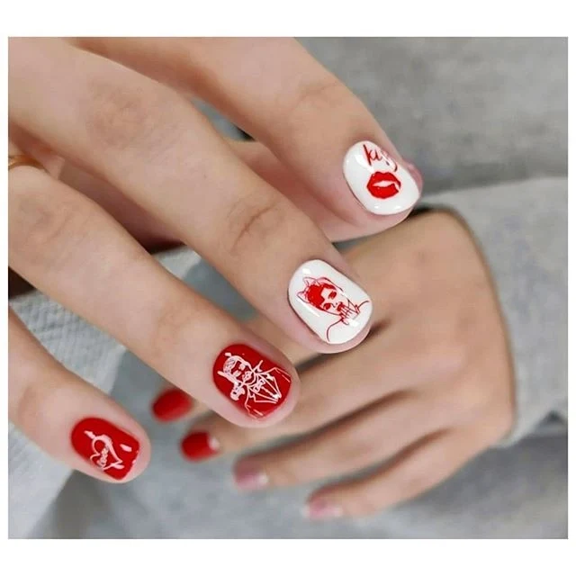 Swanky Stamping people and lover cherry peace yes lollypop nail stamping plates 048
