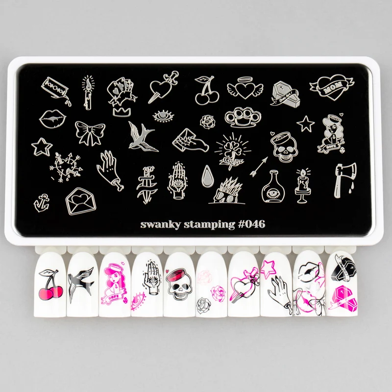 Swanky Stamping pop art tattoo nail stamping plates 046