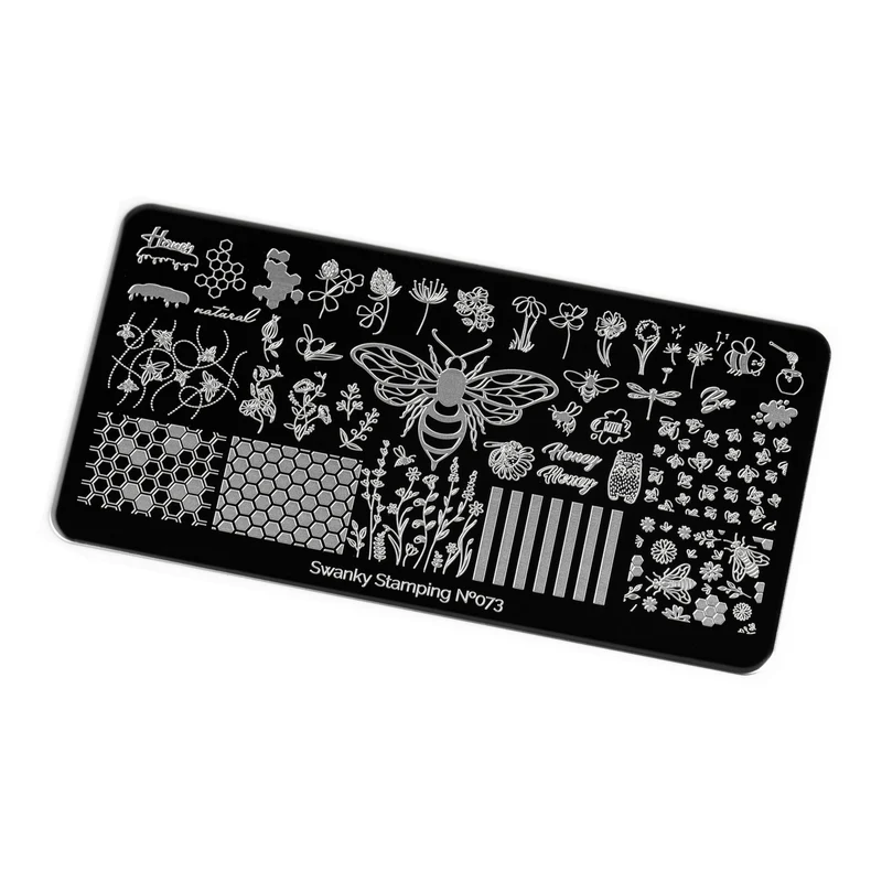 Swanky Stamping Bee and honeycomb nail stamping plates 073