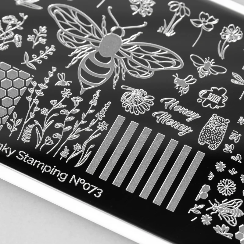 Swanky Stamping Bee and honeycomb nail stamping plates 073