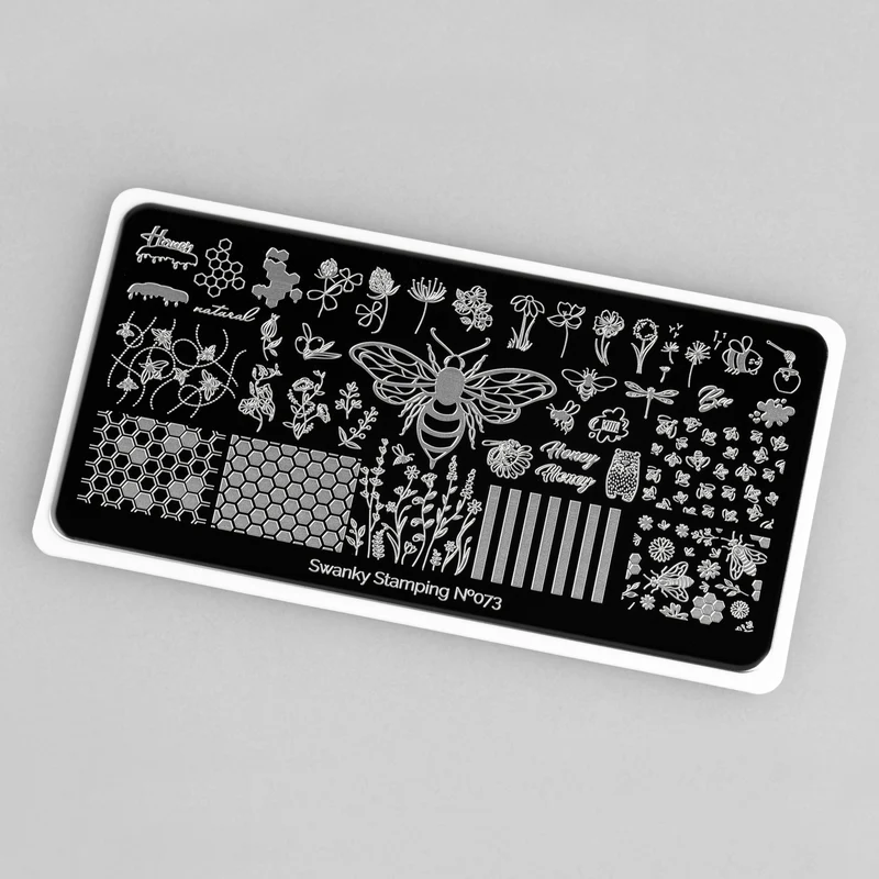 Swanky Stamping Bee and honeycomb nail stamping plates 073