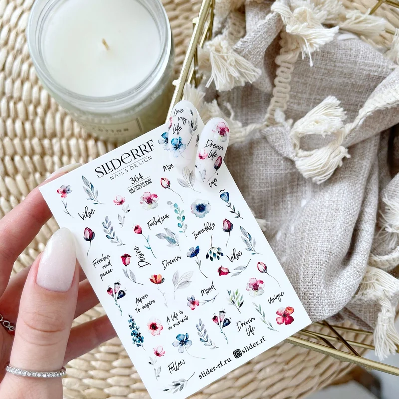 Slider.RF flower nail decals / sliders 364