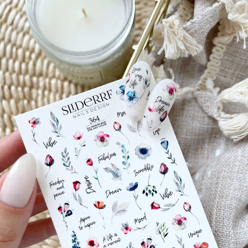 Slider.RF flower nail decals / sliders 364