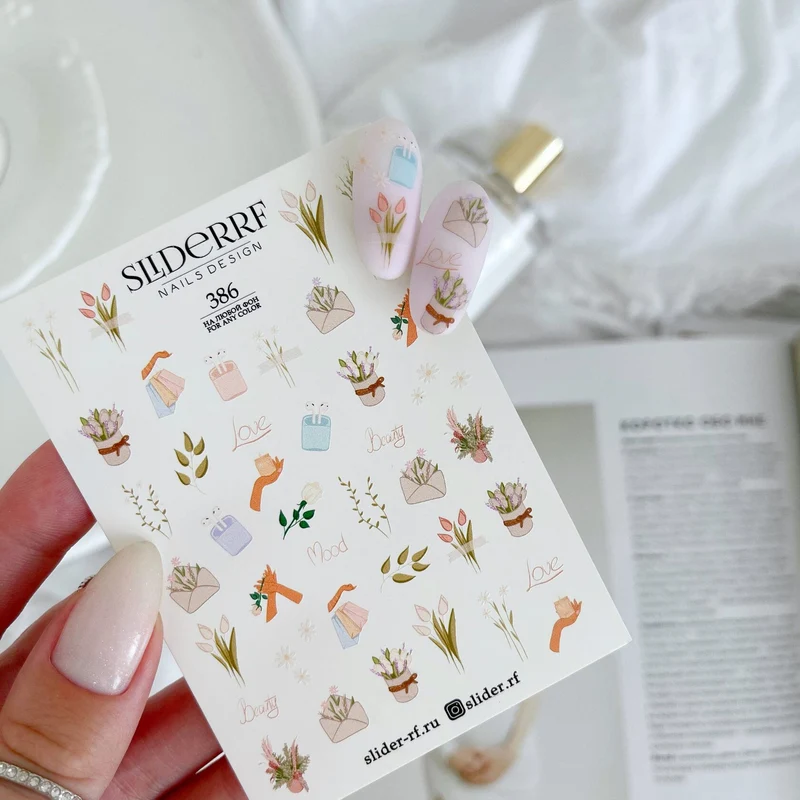 Slider.RF Flower nail decals / sliders 386