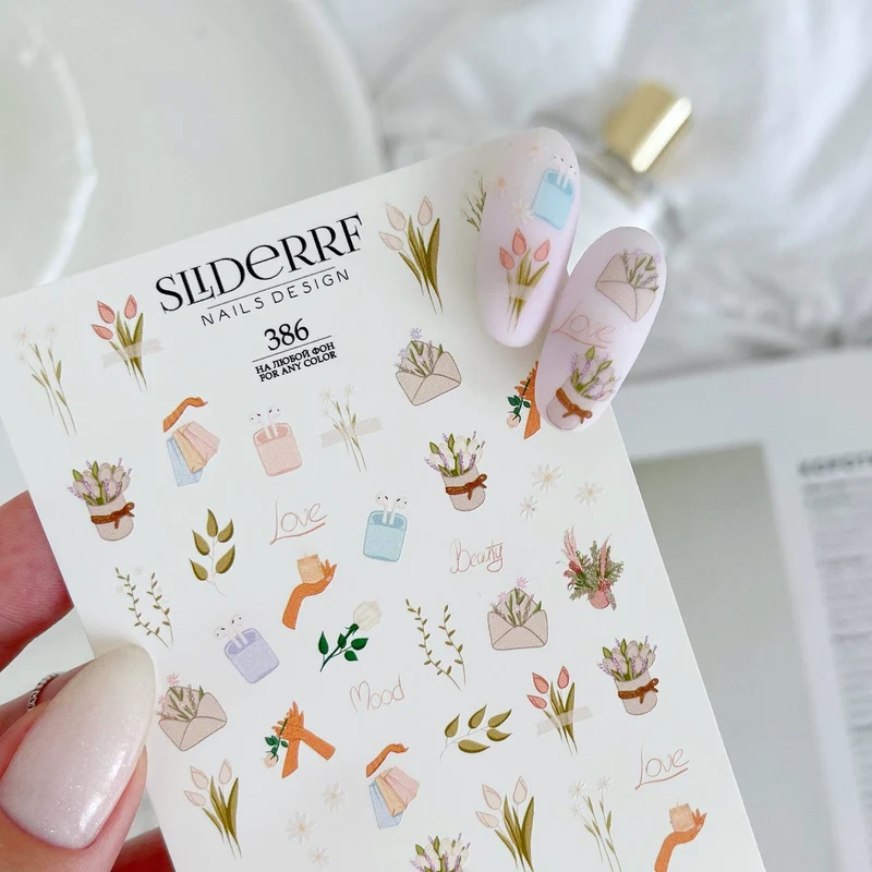 Slider.RF Flower nail decals / sliders 386