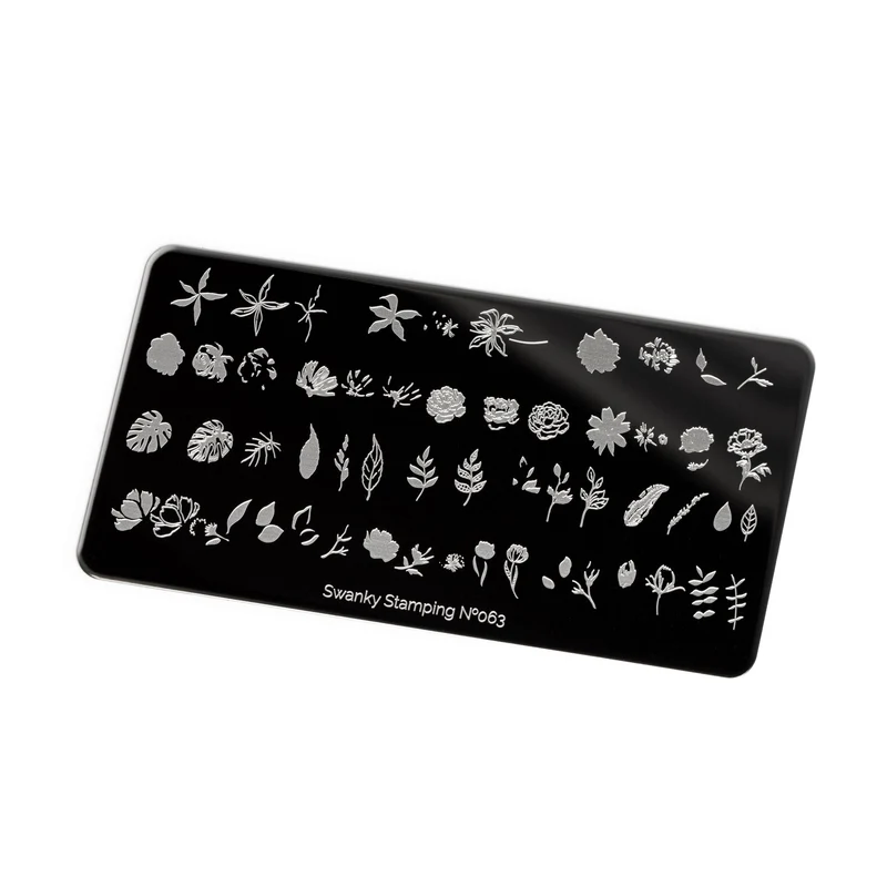Swanky Stamping leaf, feather and flower nail stamping plates 063