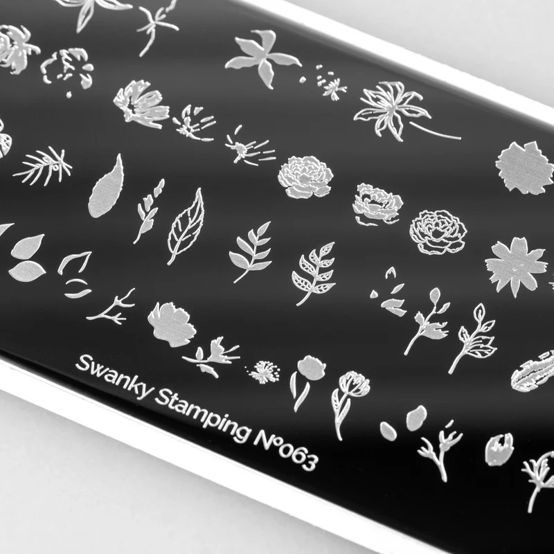 Swanky Stamping leaf, feather and flower nail stamping plates 063