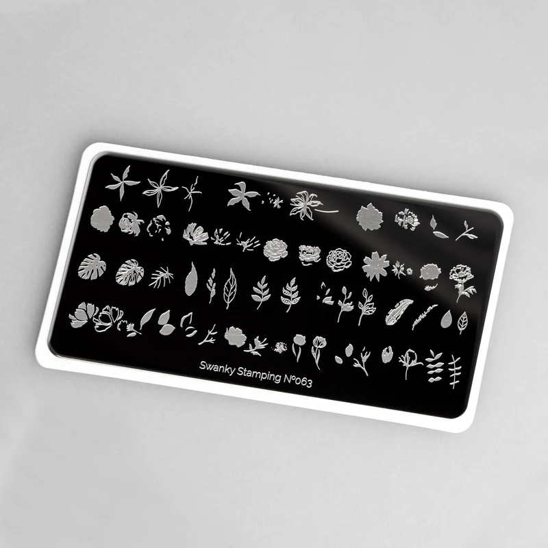 Swanky Stamping leaf, feather and flower nail stamping plates 063