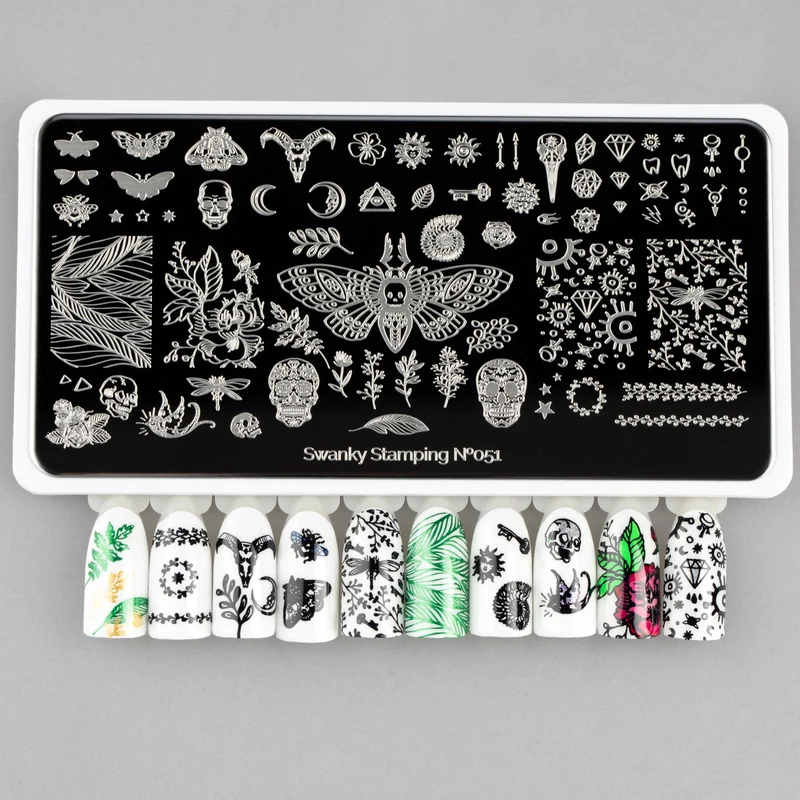 Swanky Stamping pattern and skull nail stamping plates 051