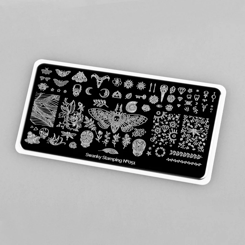 Swanky Stamping pattern and skull nail stamping plates 051