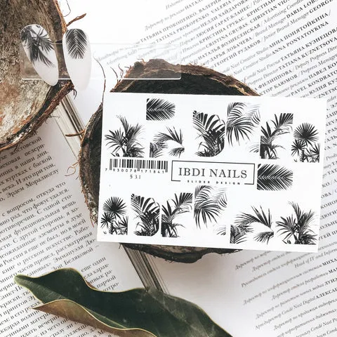 IBDI Palm leaf nail decals / sliders for tropical nails #531