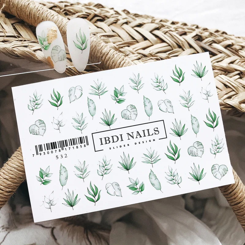 IBDI Leaf and feather nail decals / sliders #532