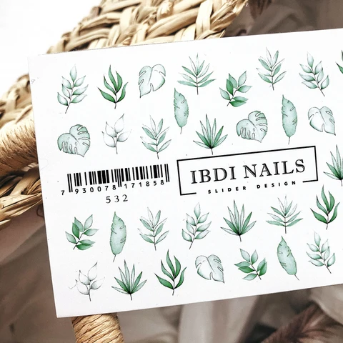 IBDI Leaf and feather nail decals / sliders #532