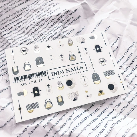 IBDI Geometric foil nail decals / sliders #Air foil 24