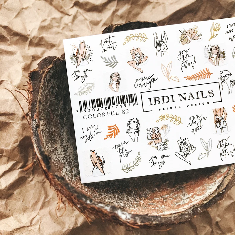 IBDI Leaf and fashion nail decals / sliders #Colorful 82