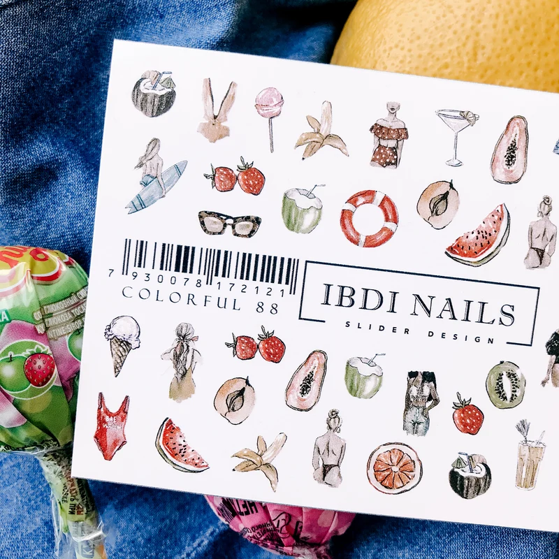 IBDI Summer nail decals for tropical nails #Colorful 88