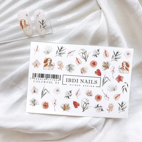 IBDI Flower nail decals / sliders #Colorful 83