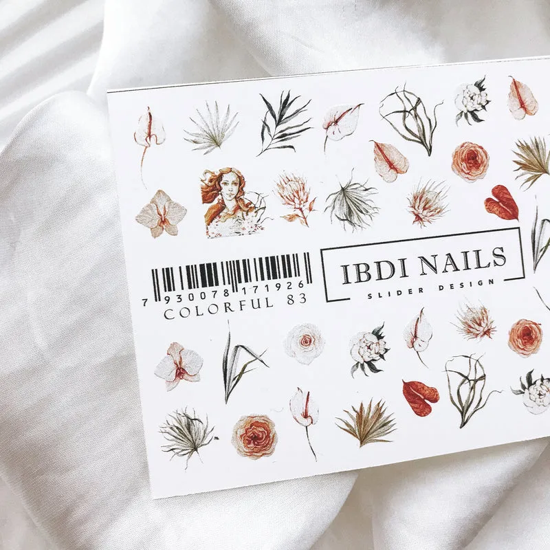 IBDI Flower nail decals / sliders #Colorful 83