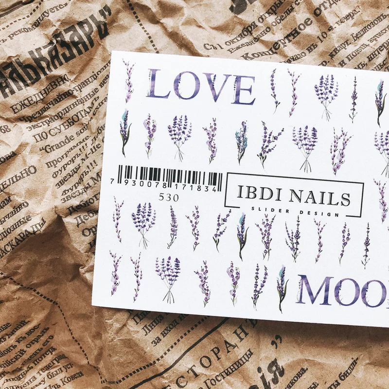 IBDI Flower lavender nail decals / sliders #530