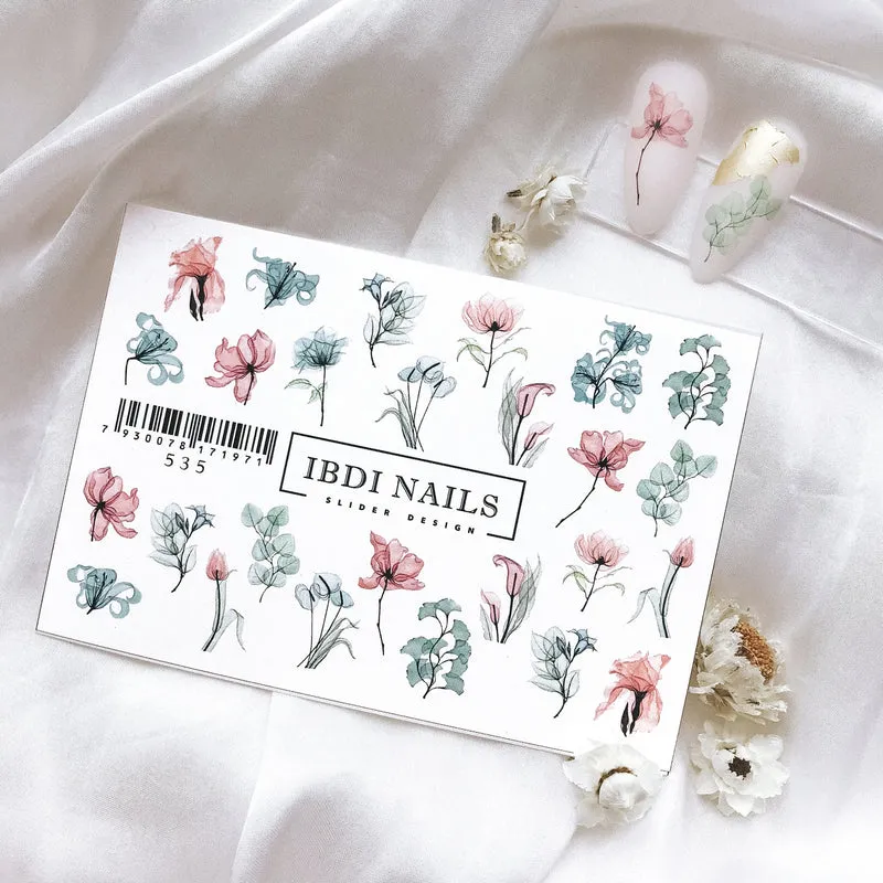 IBDI Flower nail decals / sliders #535