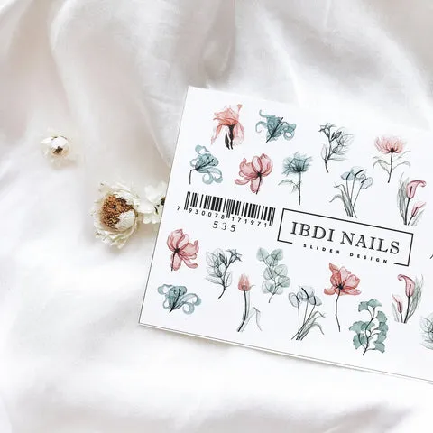 IBDI Flower nail decals / sliders #535