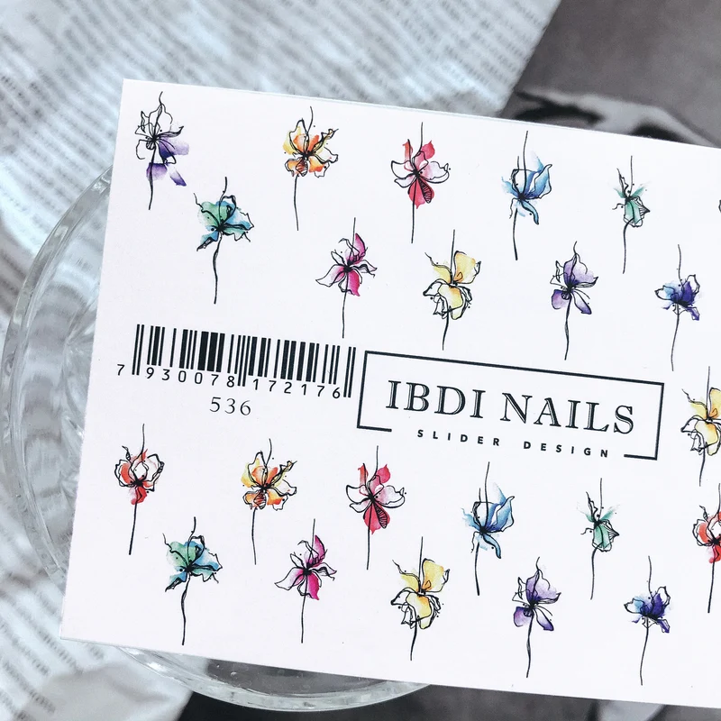 IBDI Flower nail decals / sliders #536