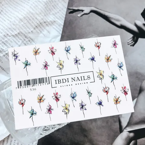 IBDI Flower nail decals / sliders #536